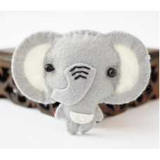 Брошка повстяна Слоник Сірий