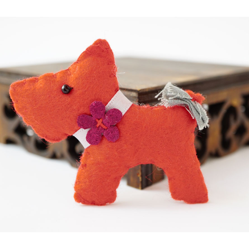 Брошка повстяна Собачка Червона