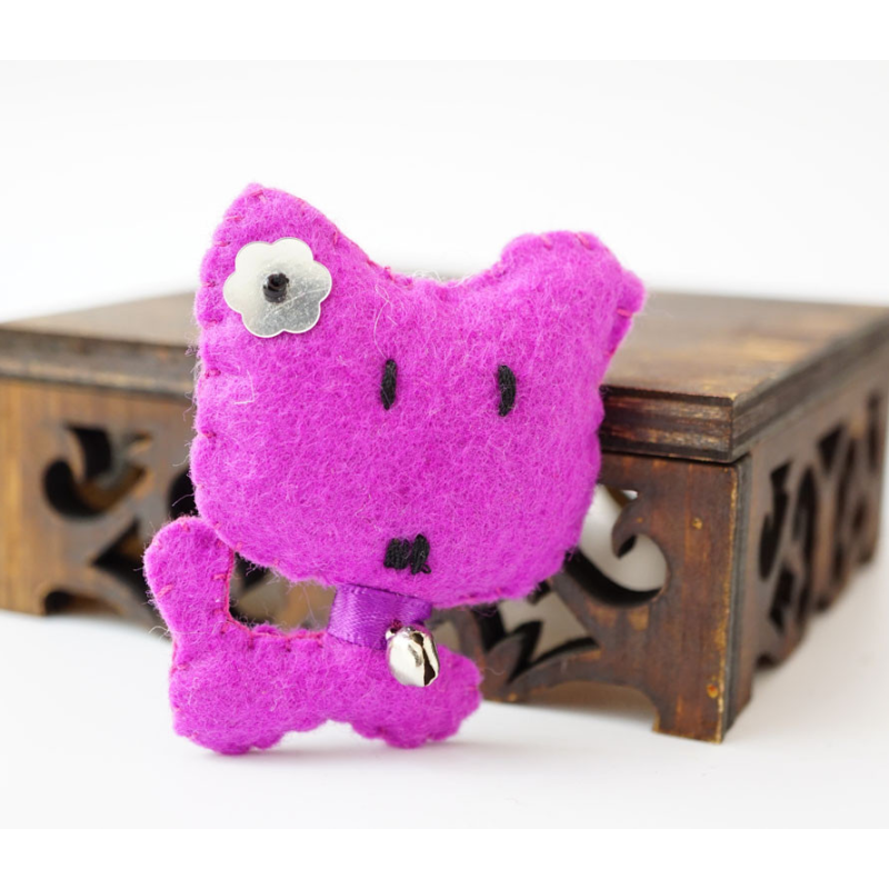 Брошка повстяна Кішка Бузкова