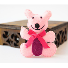 Брошка повстяна Ведмедик Рожевий