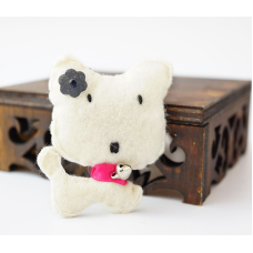 Брошка повстяна Кішка Біла