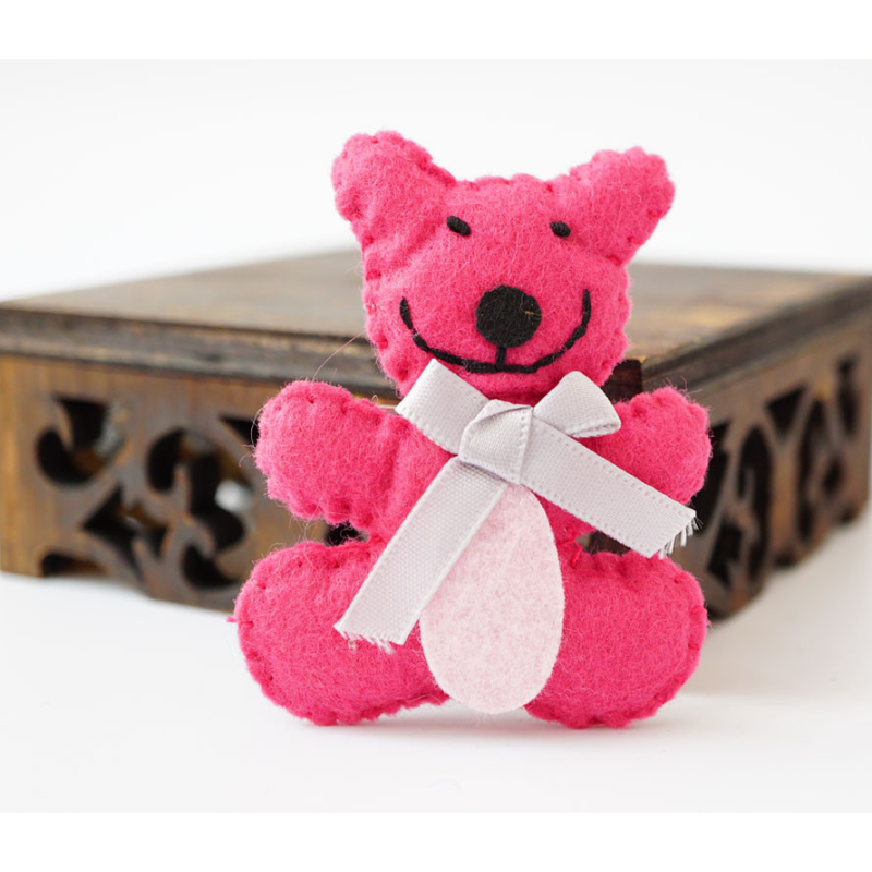 Брошка повстяна Ведмедик Ліловий