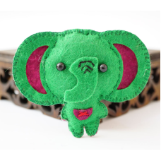 Брошь повстяна Слонік Зелений