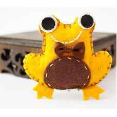 Брошка повстяна Жаба Жовта