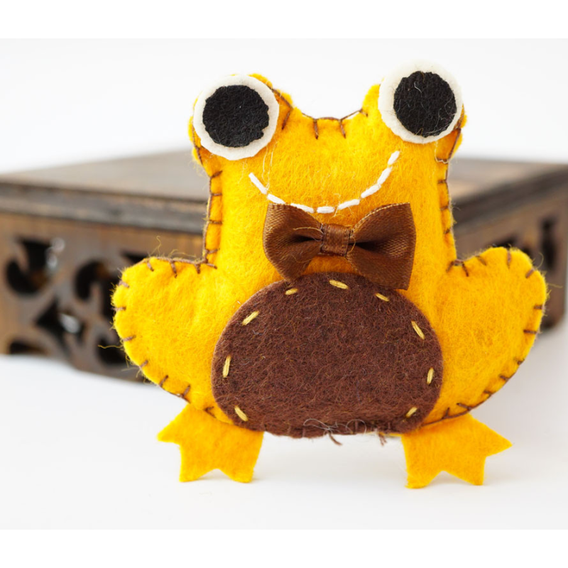 Брошка повстяна Жаба Жовта