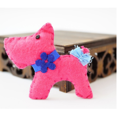 Брошка повстяна Собачка Лілова