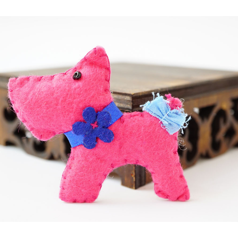 Брошка повстяна Собачка Лілова Брошка повстяна Собачка Лілова