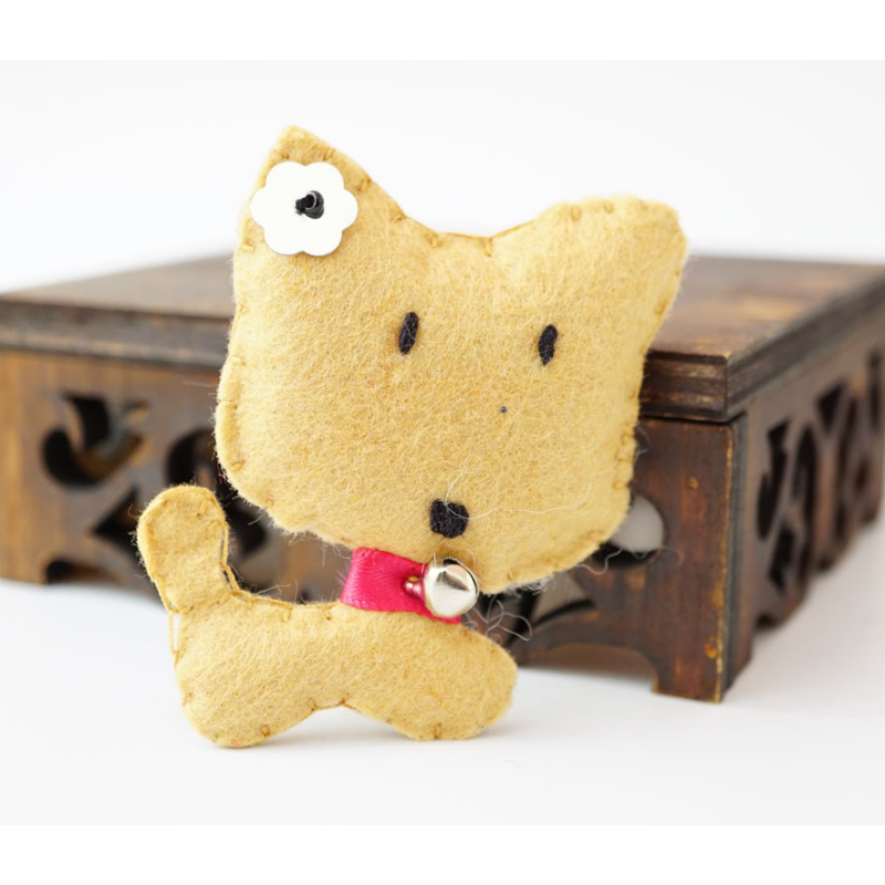 Брошка повстяна Кішка Бежева Брошка повстяна Кішка Бежева