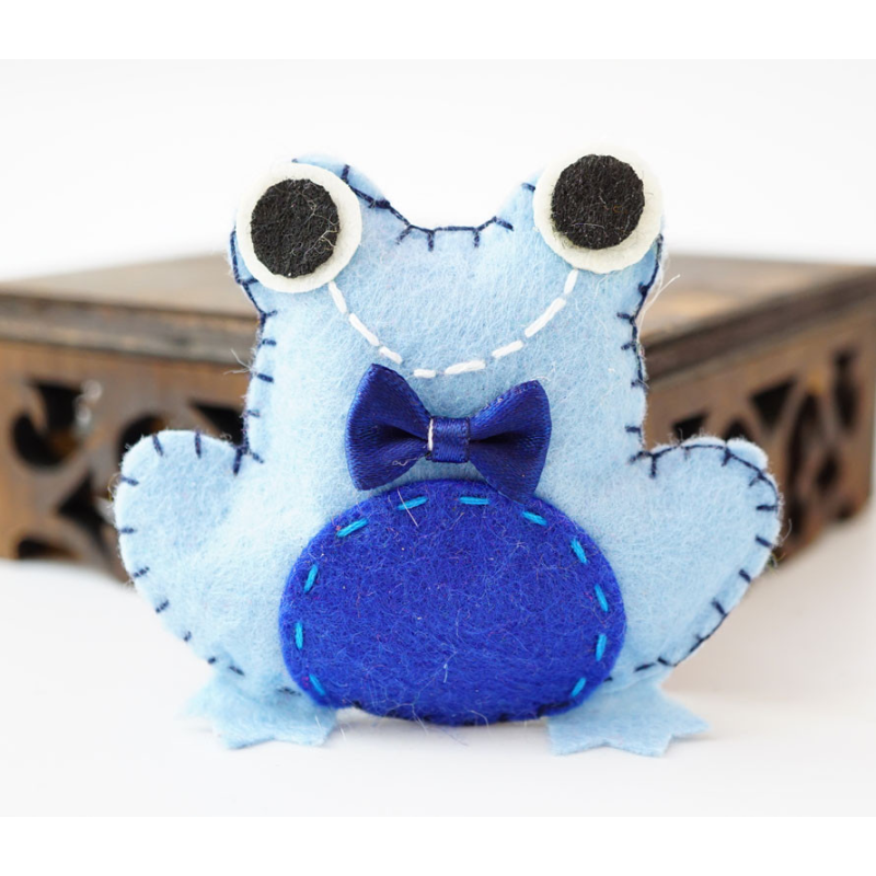 Брошка повстяна Жаба Блакитна