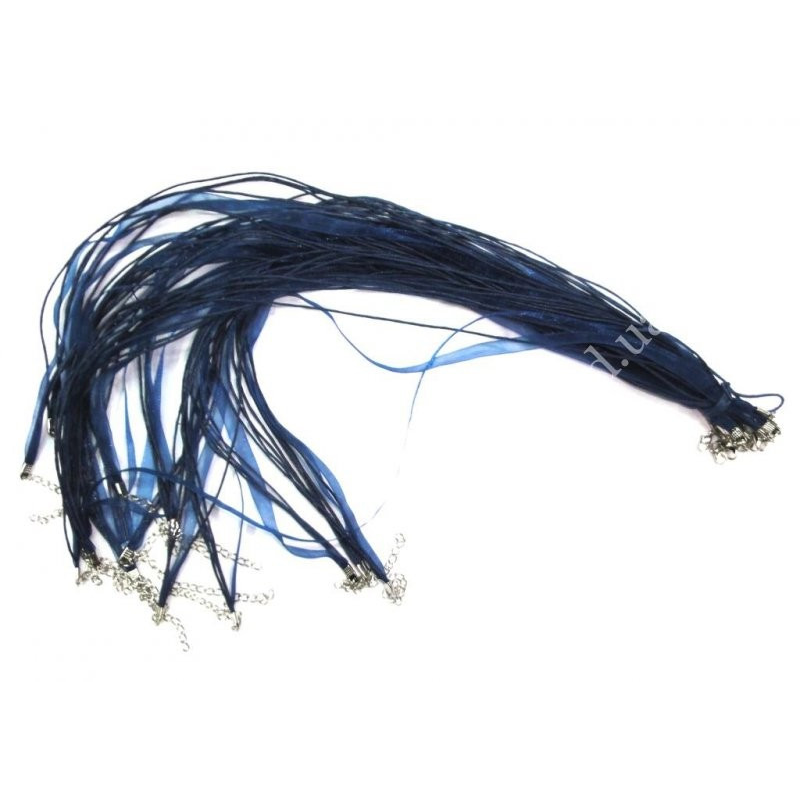 Шнурок Стрічка із застібкою Синій 10 штук