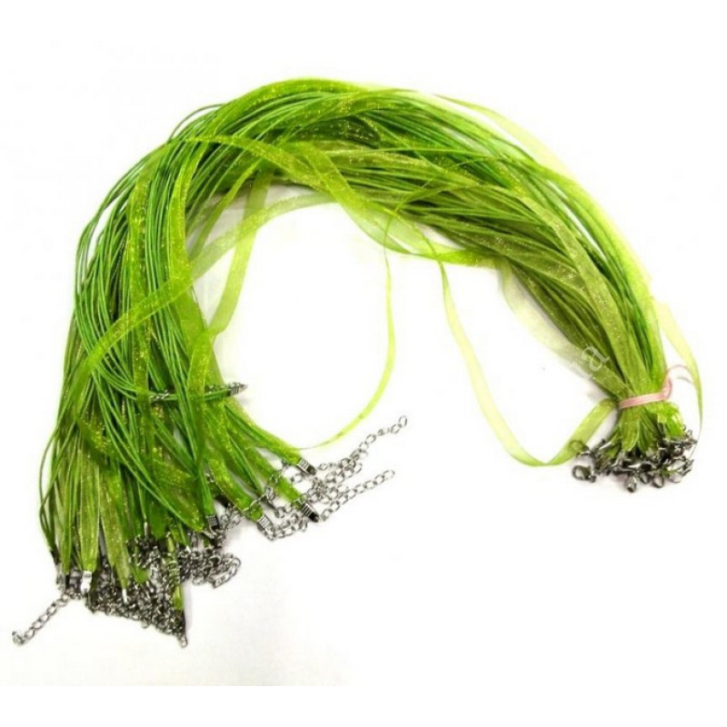 Шнурок Стрічка із застібкою для кулона Салатовий 10 штук