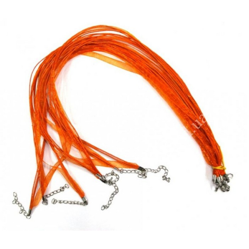 Шнурок Стрічка із застібкою Помаранчевий 10 штук