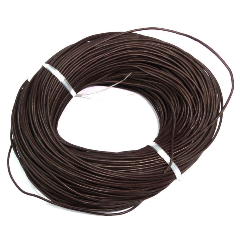 Шнурок шкіряний круглий коричневий без застібки 10 метрів