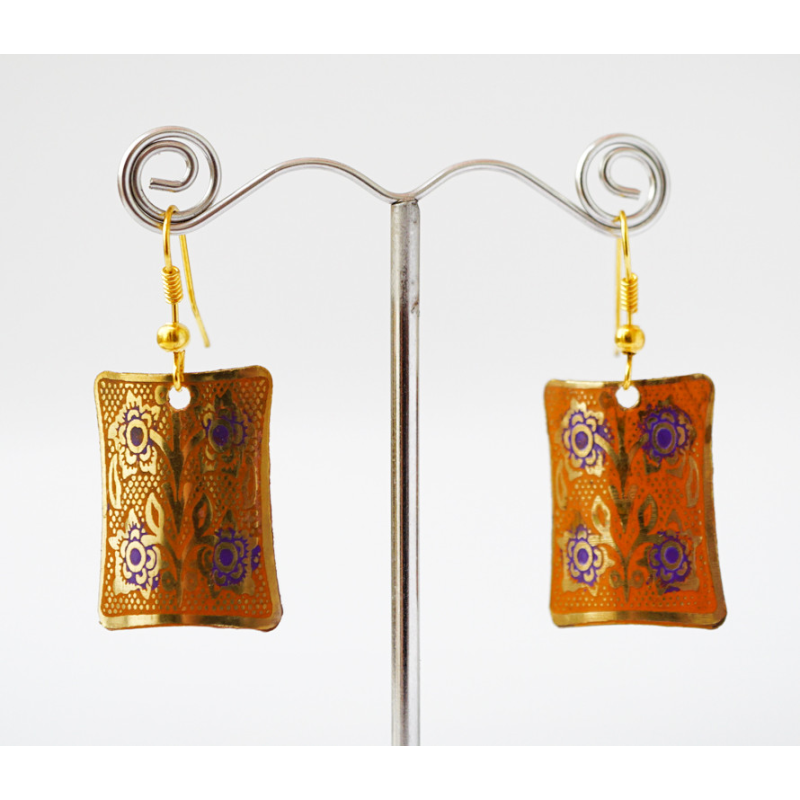 Сережки Прямокутник Помаранчеві малі Сережки Прямокутник Помаранчеві малі