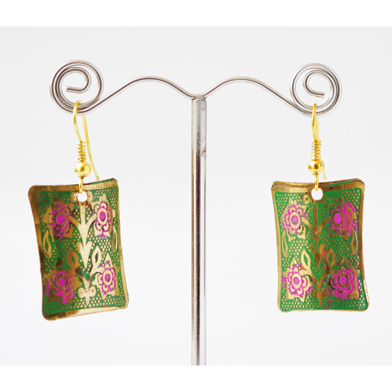 Сережки Прямокутник Зелені малі Сережки Прямокутник Зелені малі