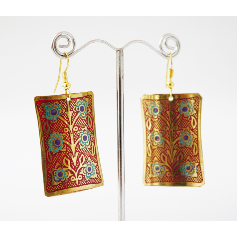 Сережки Прямокутник Червоні середні