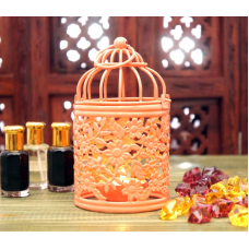 Свічник металевий з емаллю Персиковий