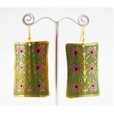 Сережки Прямокутник Зелені великі