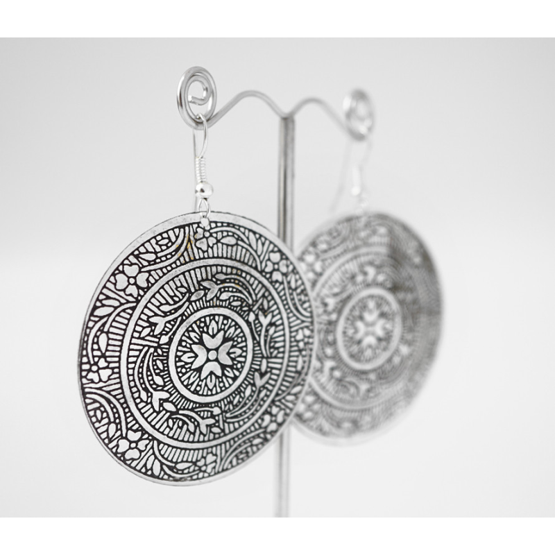 Сережки Коло середні Білий метал
