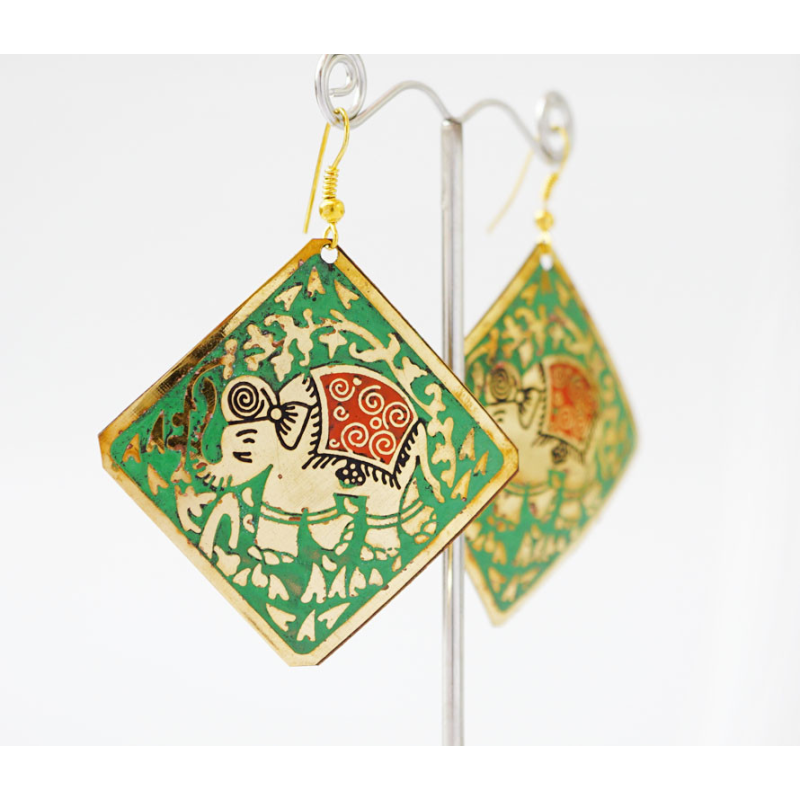 Сережки Квадрат СЛОНИК Зелені