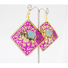 Сережки Квадрат СЛОНИК Рожеві