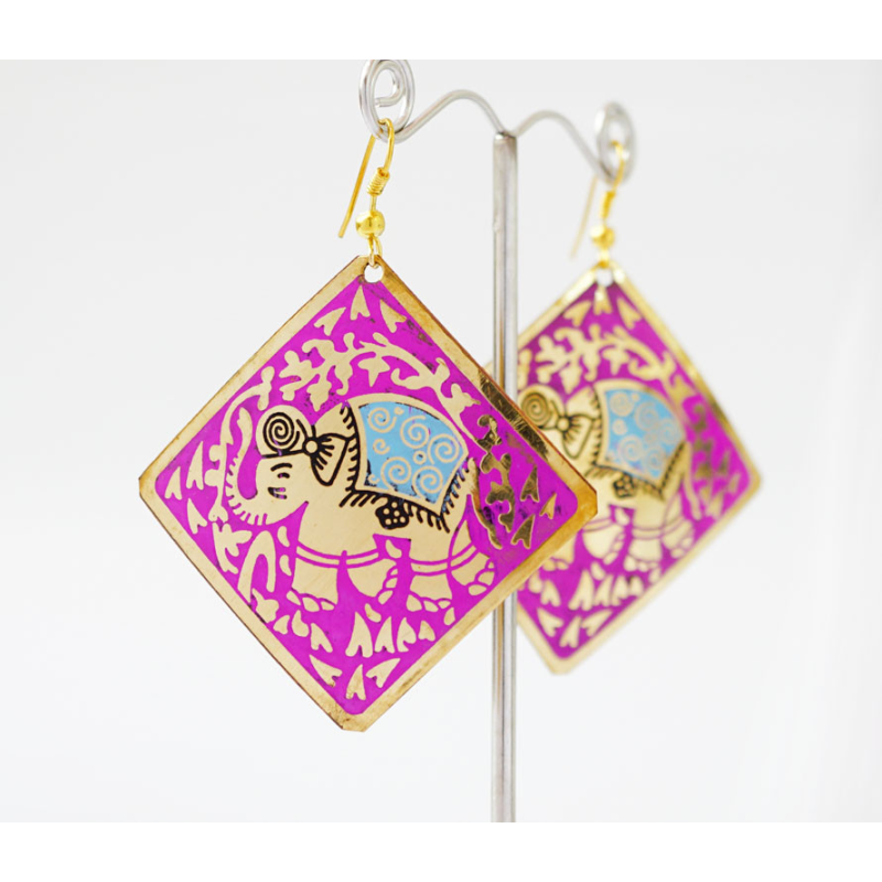 Сережки Квадрат СЛОНИК Рожеві