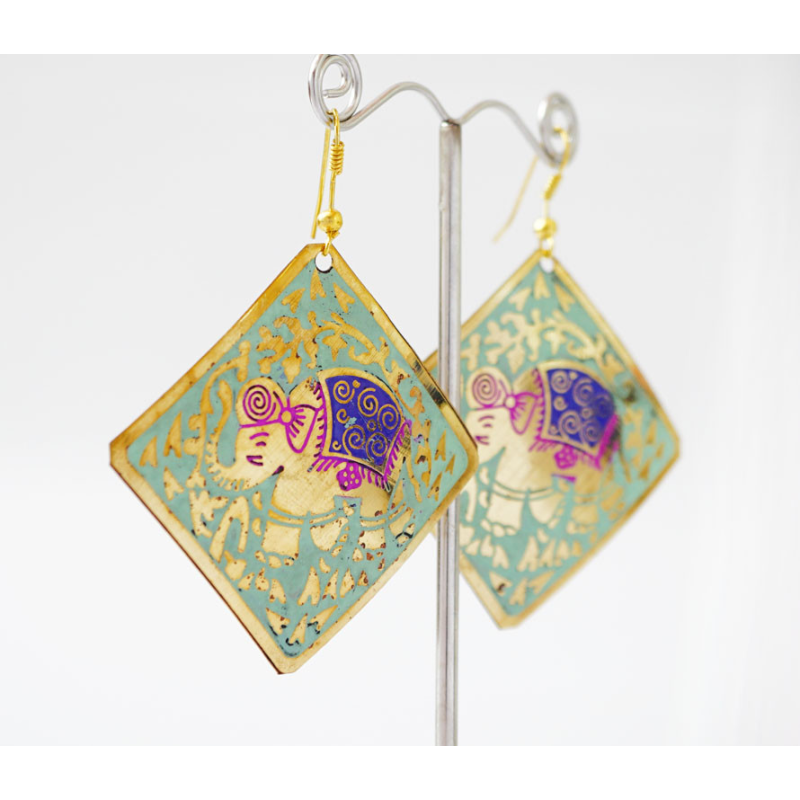 Сережки Квадрат СЛОНИК Салатові