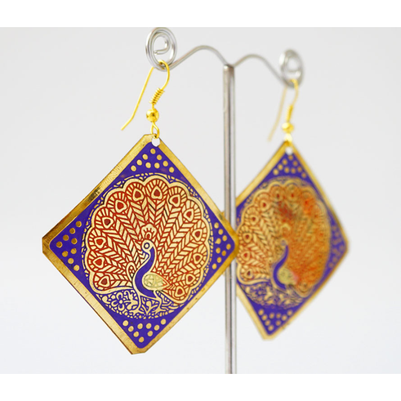 Сережки Квадрат Павич Сині