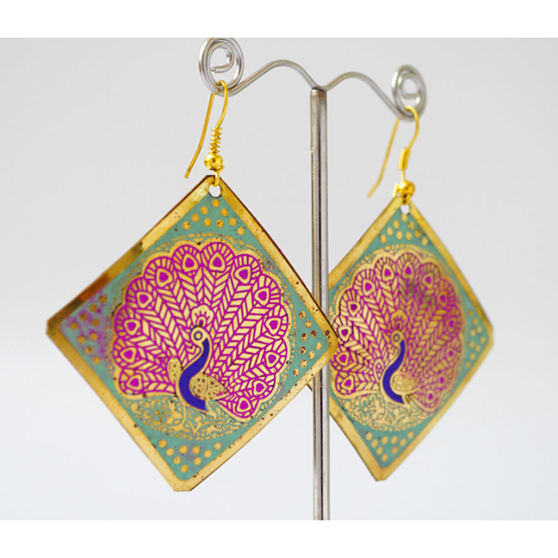 Сережки Квадрат Павич Салатові