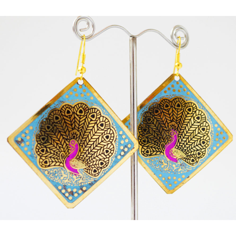 Сережки Квадрат Павич Блакитні