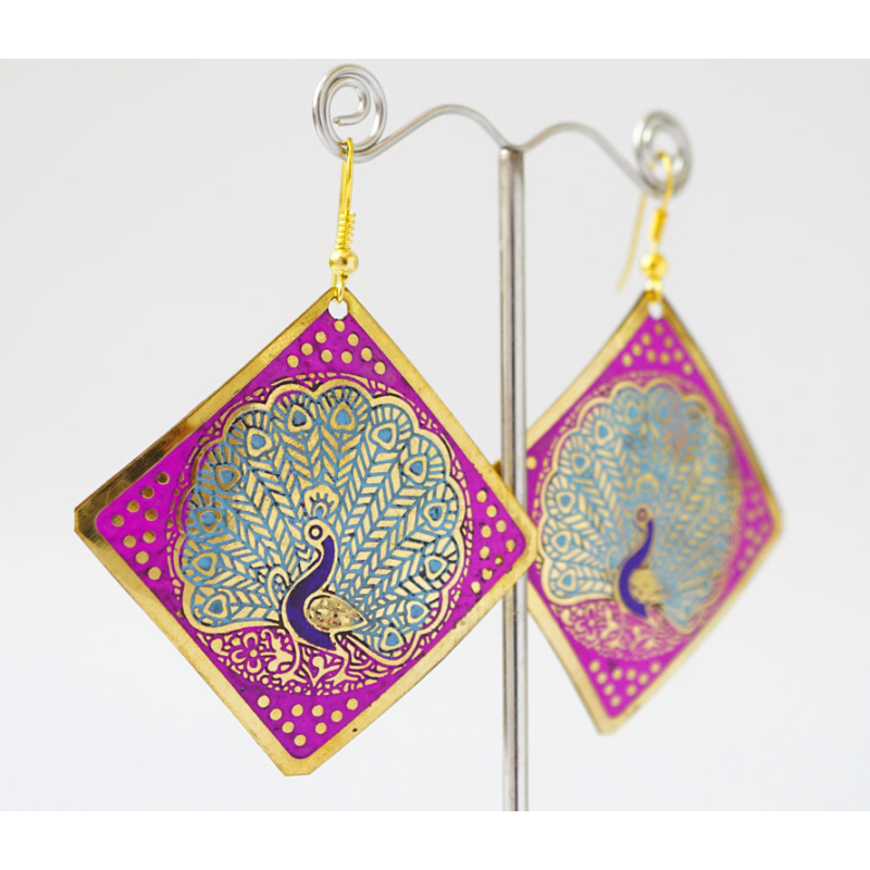 Сережки Квадрат Павич Рожеві