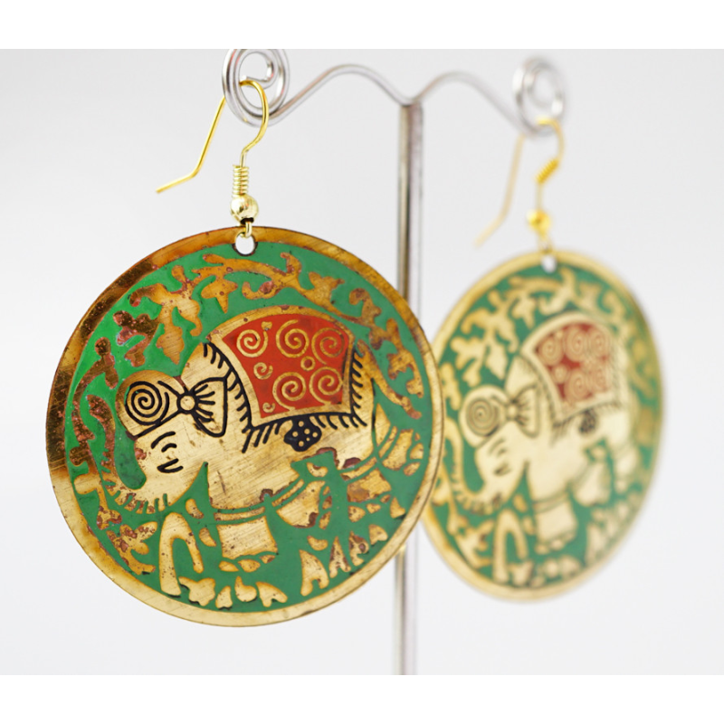 Сережки Коло СЛОНИК Зелені великі