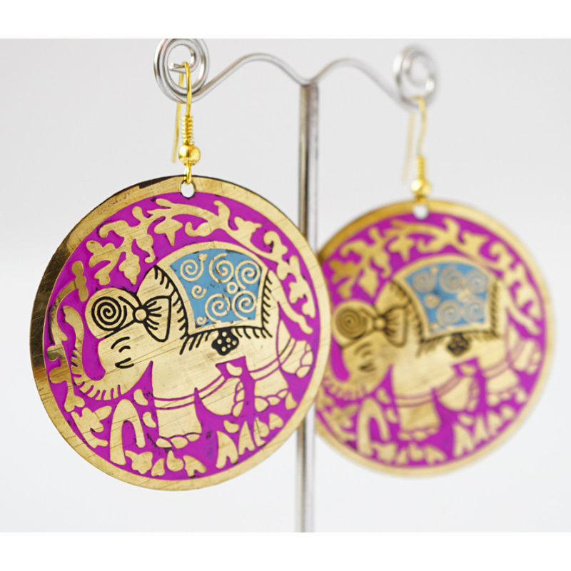 Сережки Коло СЛОНИК Рожеві великі