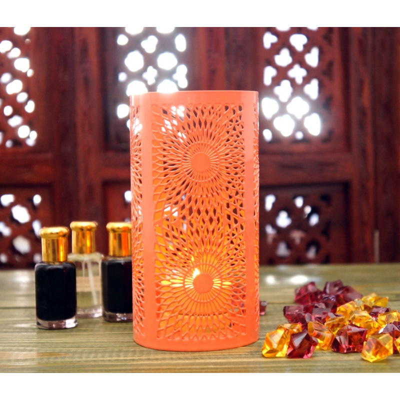 Свічник металевий з емаллю Персиковий