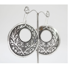 Сережки Коло з діркою Білий метал