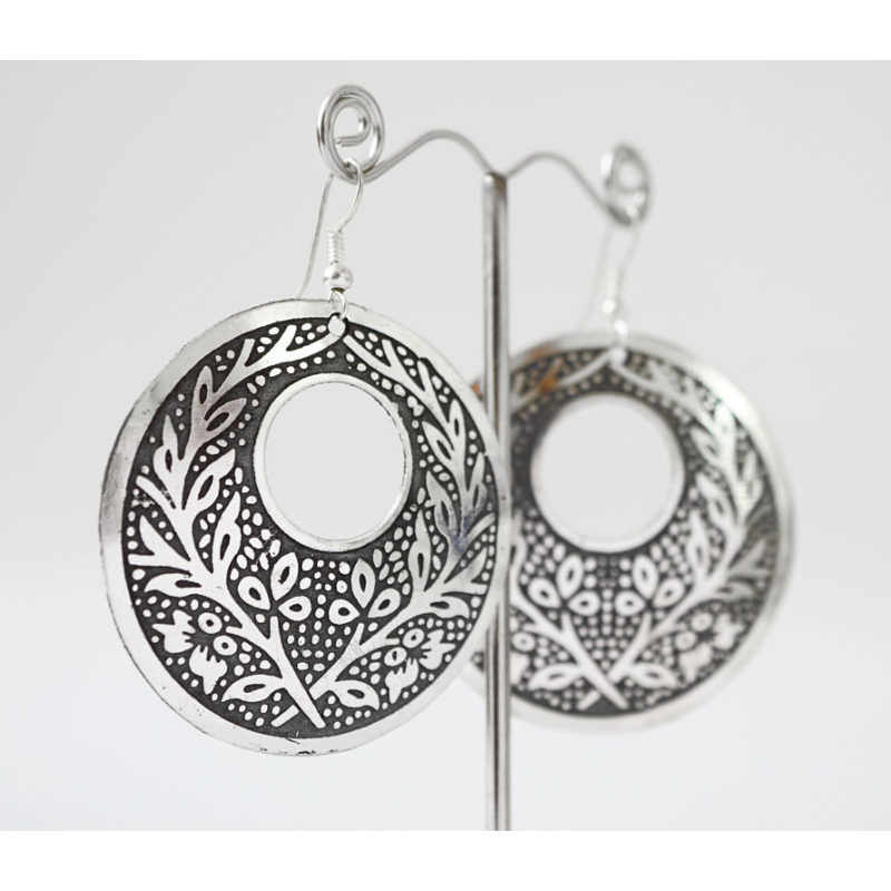 Сережки Коло з діркою Білий метал