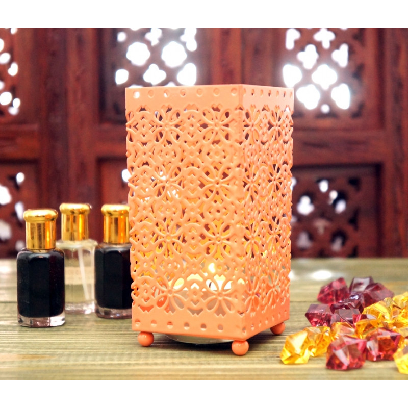 Свічник металевий з емаллю Персиковий