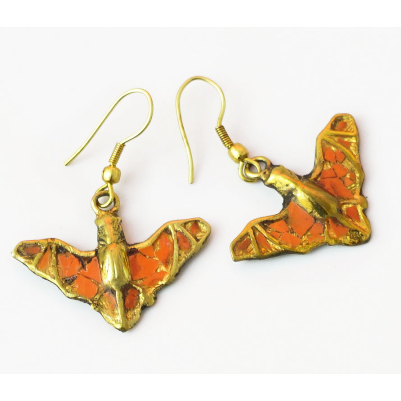 Сережки NEHA Кажан Червоний корал