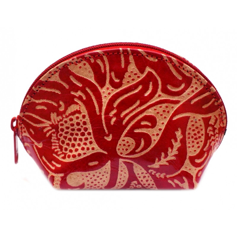 Гаманець шкіряний на змійці Джунглі Бордовий