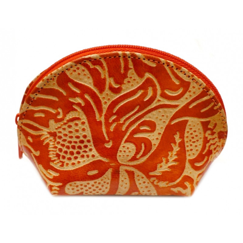 Гаманець шкіряний на змійці Джунглі Помаранчевий
