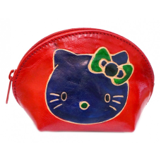 Гаманець шкіряний на змійці Кицька Бордовий