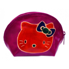 Гаманець шкіряний на змійці Киска Малиновий