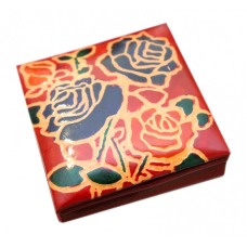 Гаманець шкіряний на кнопці Троянди Червоний