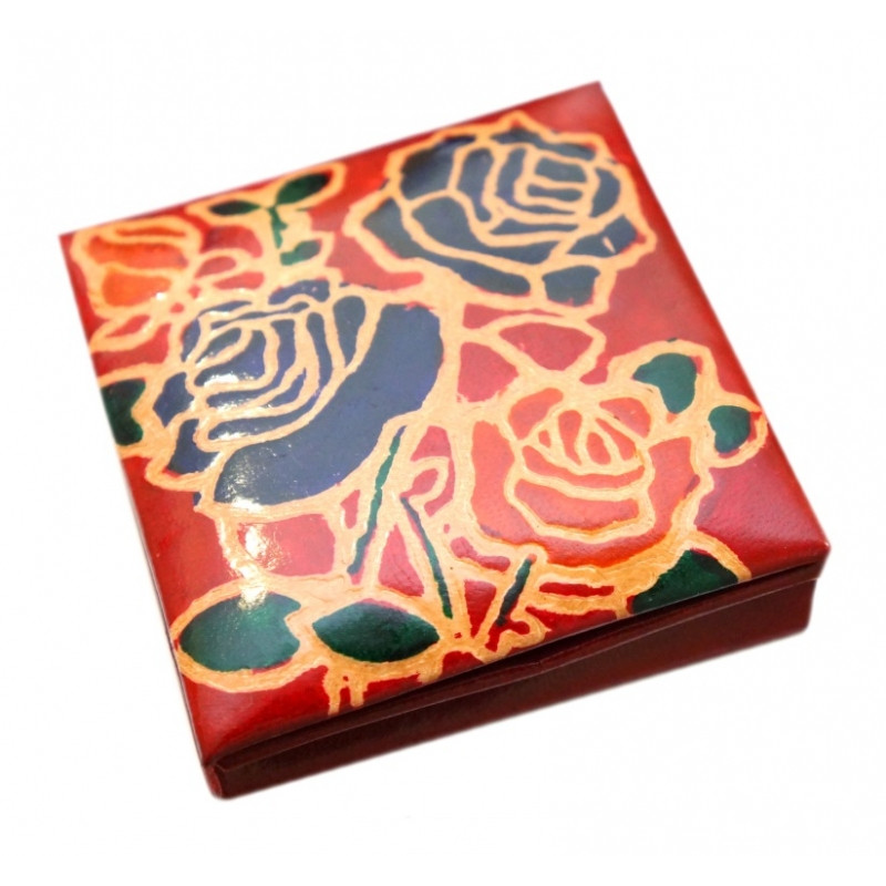 Гаманець шкіряний на кнопці Троянди Червоний