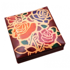 Гаманець шкіряний на кнопці Троянди Бордовий