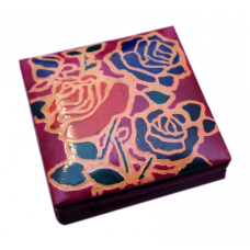 Гаманець шкіряний на кнопці Троянди Малиновий