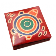 Гаманець шкіряний на кнопці Черепаха Червоний