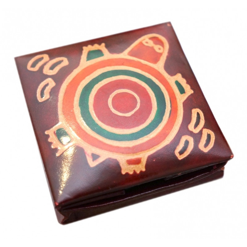 Гаманець шкіряний на кнопці Черепаха Бордовий Гаманець шкіряний на кнопці Черепаха Бордовий