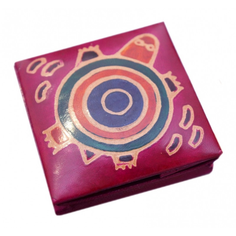 Гаманець шкіряний на кнопці Черепаха Малиновий