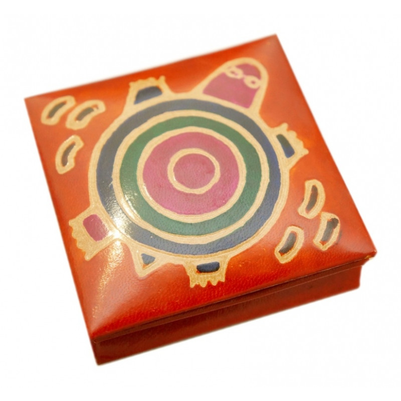 Гаманець шкіряний на кнопці Черепаха Помаранчевий